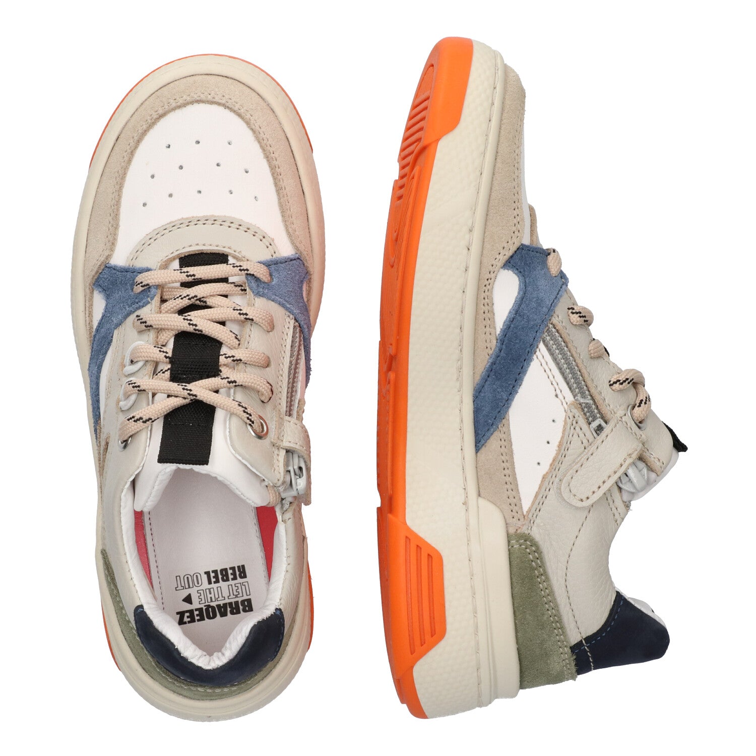 Lage Sneakers Braqeez Rai Rebel - Beige Wit Blauw