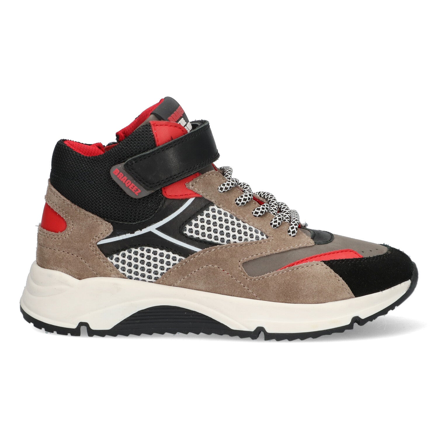 Hoge Sneakers Braqeez Fabio Flow - Taupe Zwart Rood