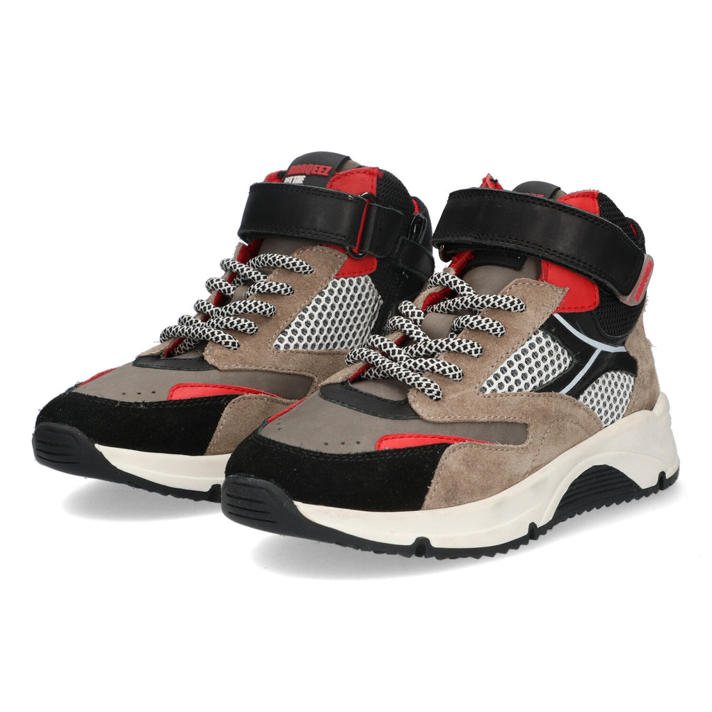 Hoge Sneakers Braqeez Fabio Flow - Taupe Zwart Rood