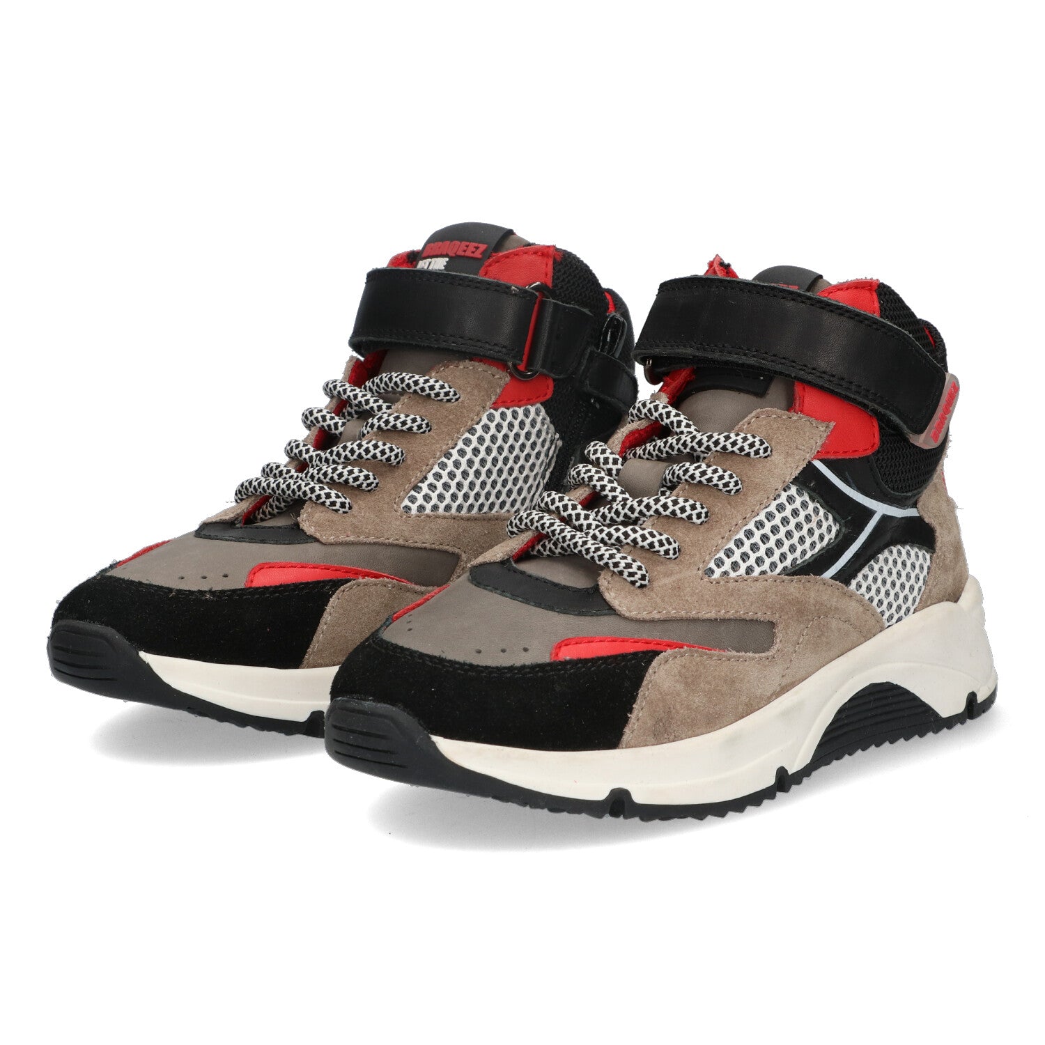 Hoge Sneakers Braqeez Fabio Flow - Taupe Zwart Rood