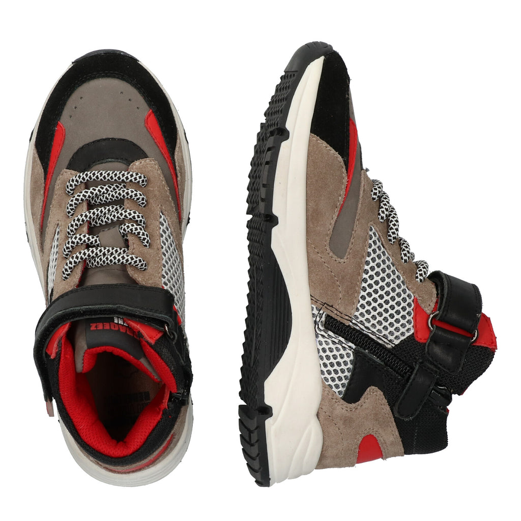 Hoge Sneakers Braqeez Fabio Flow - Taupe Zwart Rood