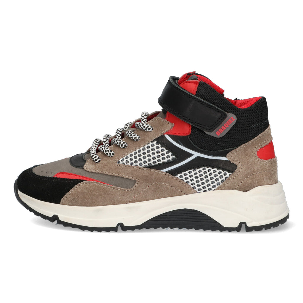 Hoge Sneakers Braqeez Fabio Flow - Taupe Zwart Rood