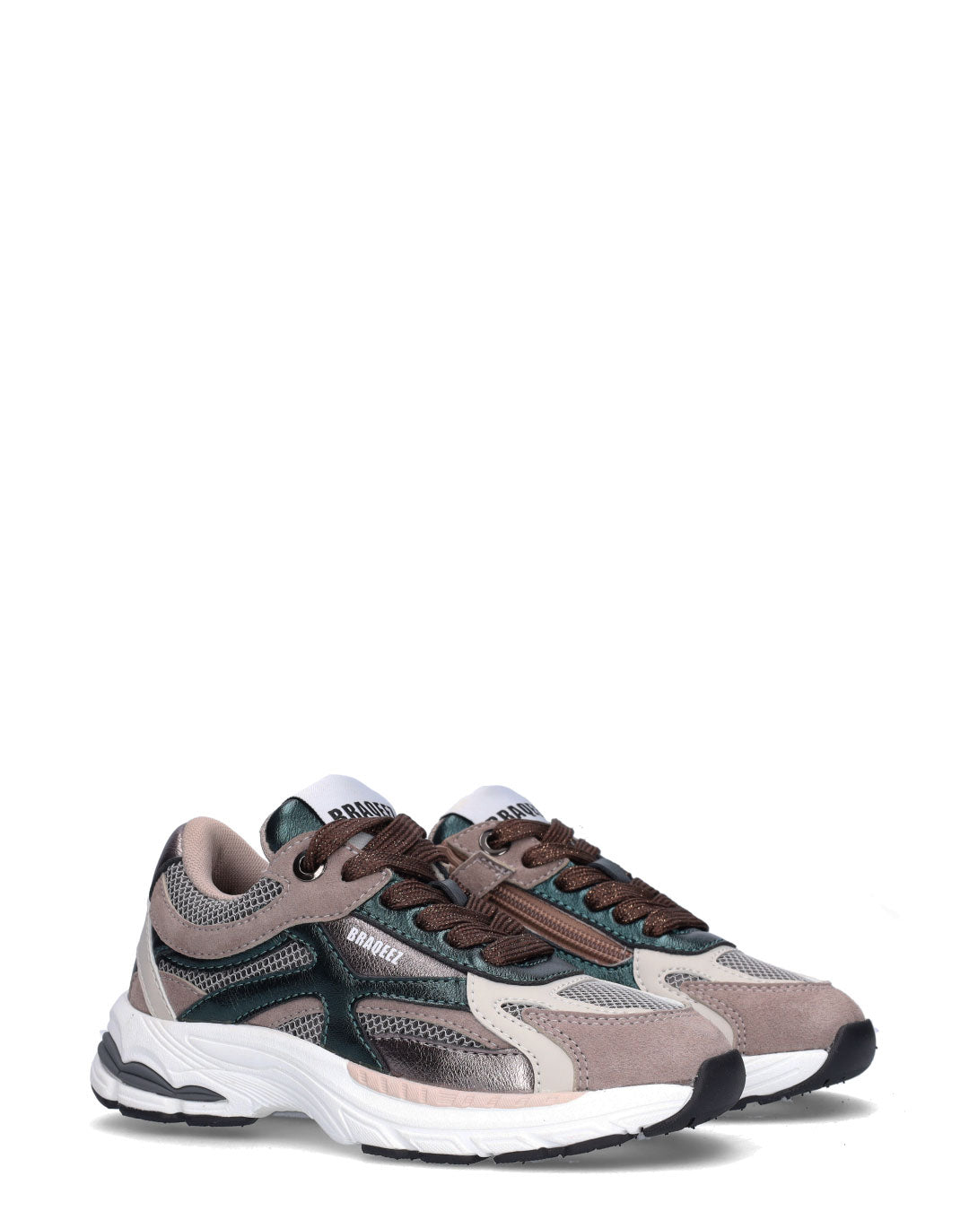 BOVA meisjes sneakers taupe met groen