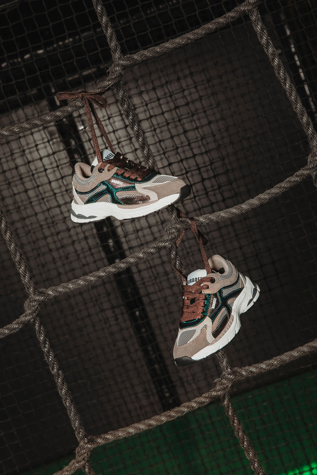 BOVA meisjes sneakers taupe met groen